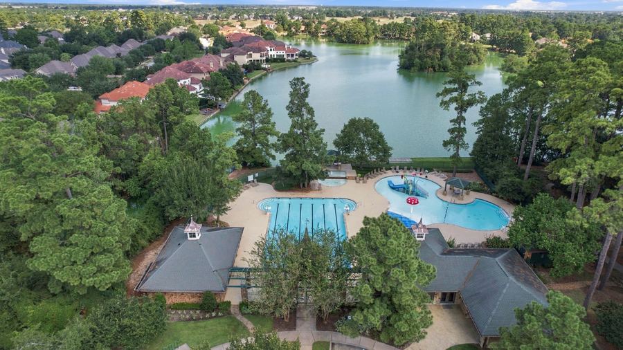 Aerial · community amenities — Spring, TX